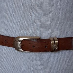 Ostrich Leather Segmented Heavy Brass Hinged Belt
